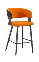 Chic Orange Metal Barstool with Upholstered Seat and Back for Indoor Use - Image 2