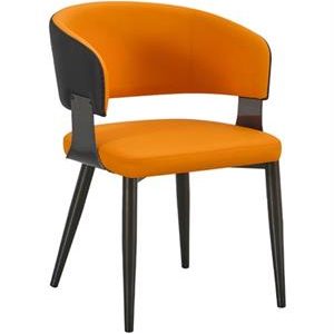 Chic Orange Metal Chair with Upholstered Seat and Back