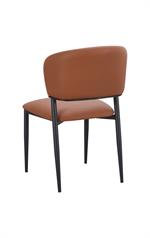 Indoor Dining Metal Chair with Brown Vinyl Seat and Back - Image 3