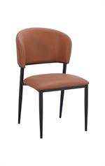 Indoor Dining Metal Chair with Brown Vinyl Seat and Back - Image 2