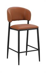 Indoor Dining Metal Chair with Brown Vinyl Seat and Back - Image 6