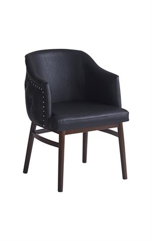Stylized Chair with Black  Upholstered Back and Seat for Indoor Use