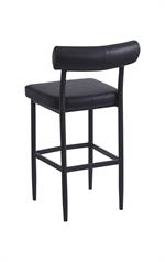 Indoor Metal Barstool with Cylindrical Upholstered Backrest and Padded Seat - Image 3