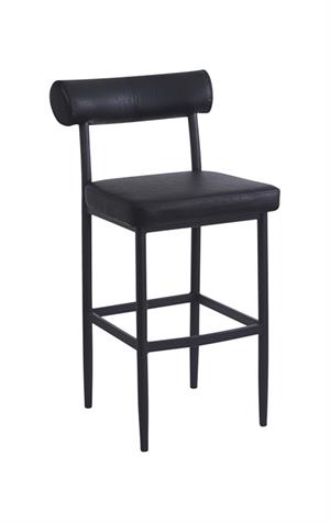 Indoor Metal Barstool with Cylindrical Upholstered Backrest and Padded Seat