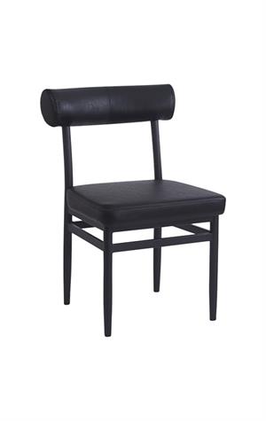 Indoor Metal Chair with Cylindrical Upholstered Backrest and Padded Seat