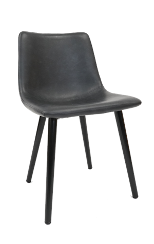 Vintage Metal Chair w/ Greyish Black Tone Vinyl Seat