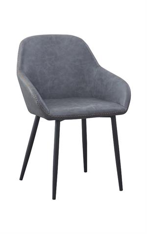 Vintage Black Steel Chair with PU Leather Seat