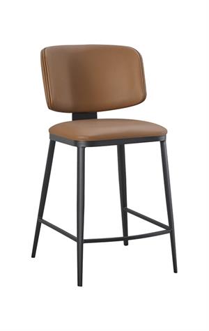 Indoor Metal Barstool  with Camel Vinyl Seat and Back