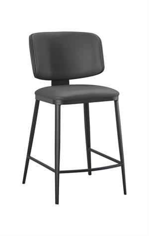 Indoor Metal Barstool  with Grey Vinyl Seat and Back