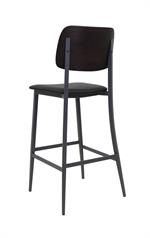 Indoor Modern Black Metal Barstool with Cushioned Seat and Back - Image 4