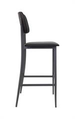 Indoor Modern Black Metal Barstool with Cushioned Seat and Back - Image 3