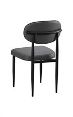 Indoor Modern Gray Metal Chair with Oval Upholstered Backrest and Padded Seat - Image 3