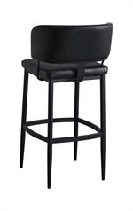 Indoor Black Metal Barstool with Curved Backrest and Upholstered Padded Seat - Image 3