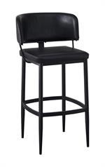 Indoor Black Metal Barstool with Curved Backrest and Upholstered Padded Seat - Image 2