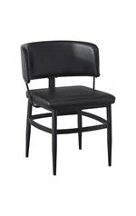 Indoor Black Metal Barstool with Curved Backrest and Upholstered Padded Seat - Image 4