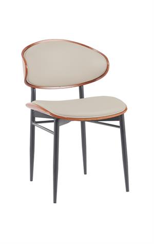 Modern Indoor Metal Chair with Cream Vinyl Seat