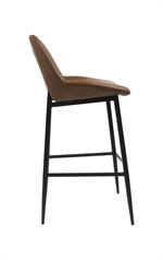 Modern Metal Barstool with Brown Vinyl Seat and Decorative Stitching for Indoor Use - Image 3