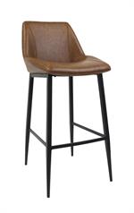 Modern Metal Barstool with Dark Grey Vinyl Seat and Decorative Stitching for Indoor Use - Image 4