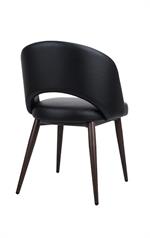 Black Upholstered Indoor Chair with Dark Walnut Metal Woodgrain Legs - Image 3