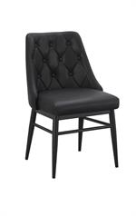 Indoor Cream Metal Chair with Diamond Tufted Vinyl Seat & Back and Taupe Outer Back - Image 5