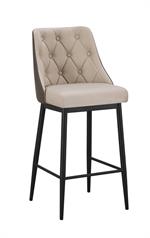 Indoor Cream Metal Chair with Diamond Tufted Vinyl Seat & Back and Taupe Outer Back - Image 4