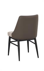 Indoor Cream Metal Chair with Diamond Tufted Vinyl Seat & Back and Taupe Outer Back - Image 3