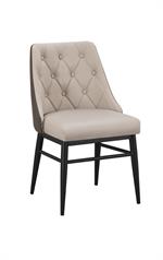 Indoor Cream Metal Chair with Diamond Tufted Vinyl Seat & Back and Taupe Outer Back - Image 2