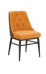 Indoor Cream Metal Chair with Diamond Tufted Vinyl Seat & Back and Taupe Outer Back - Image 8