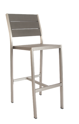 Aluminum Barstool with imitation teak slats in Grey Finish