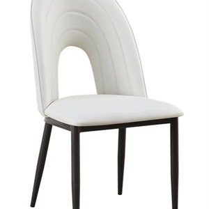 Arc Hollow Metal Chair w/ White Vinyl Seat & Back