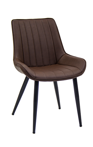 Vintage Black Steel Chair & Brown vinyl Back and Seat