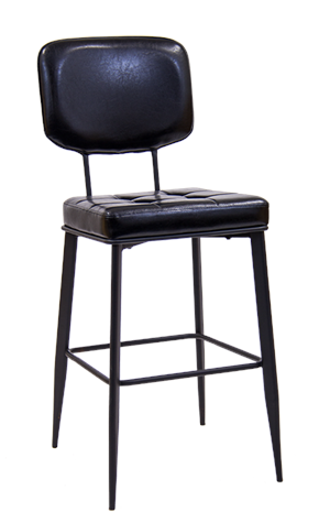 Indoor Black Metal Bar Stool with Vinyl Seat & Back