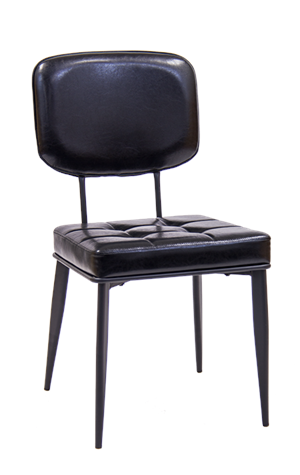 Indoor Black Metal Chair with Vinyl Seat & Back