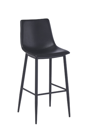 Vintage Black Steel Barstool with Black Vinyl Seat for Indoor Use