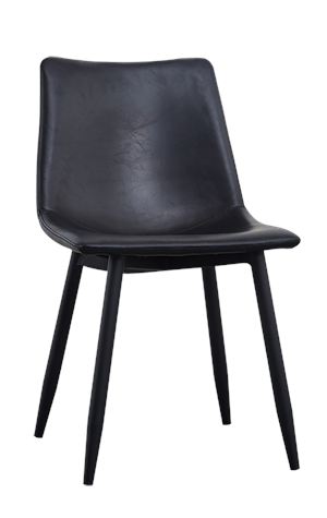 Vintage Black Steel Chair with Black Vinyl Seat