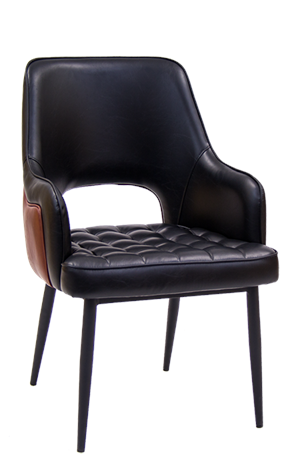 Vintage Black Steel Chair with Vinyl Seat