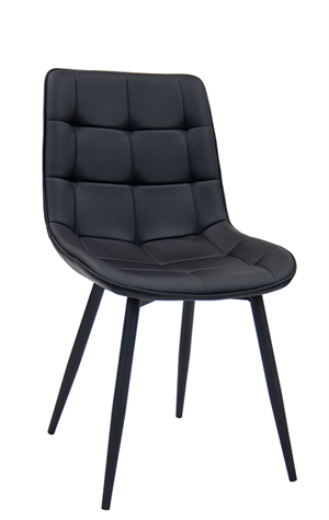Black Steel Chair with Black Vinyl Back & Seat