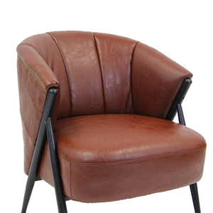 Metal Lounge Chair with Brown Vinyl Seat