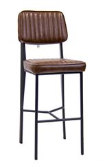 Black Metal Armless Chair with Brown Vinyl Seat & Back - Image 2