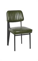 Black Metal Armless Chair with Brown Vinyl Seat & Back - Image 3
