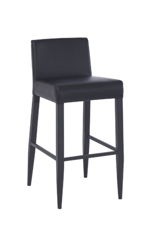 Black Metal Barstool with Black Vinyl Back & Seat for Indoor Use
