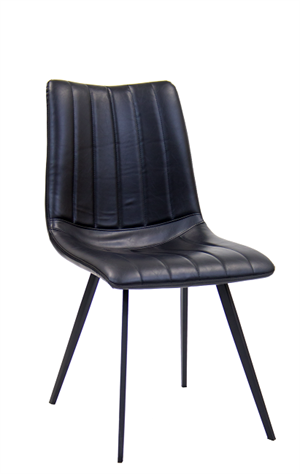 Black Metal Chair with Black Vinyl Seat and Back