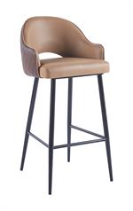 Vintage Steel Barstool With Orange Vinyl Seat and Back - Image 5