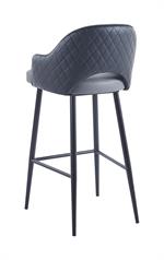 Vintage Steel Barstool With Gray Vinyl Seat and Back - Image 3