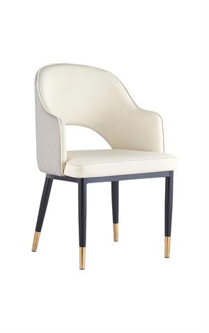 Indoor Steel Chair with Vinyl Seat and Back in Pearl White
