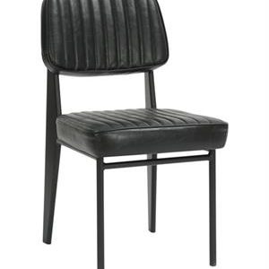 Black Metal Armless Chair with Black Vinyl Seat & Back