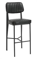 Black Metal Armless Barstool with Black Vinyl Seat & Back - Image 2