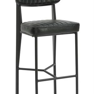 Black Metal Armless Barstool with Black Vinyl Seat & Back