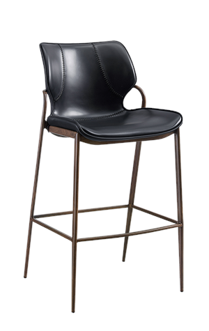 Indoor Wood Grain Frame Metal Barstool w/ Black Vinyl Seat