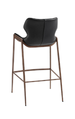 Wood Grain Metal Barstool with Black Vinyl Seat - Image 3